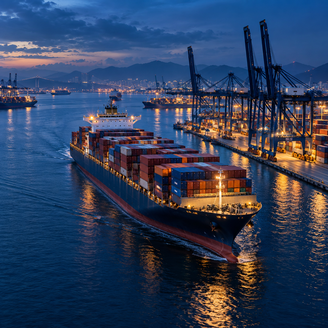 Port terminal representing NSV Shipping’s global logistics network